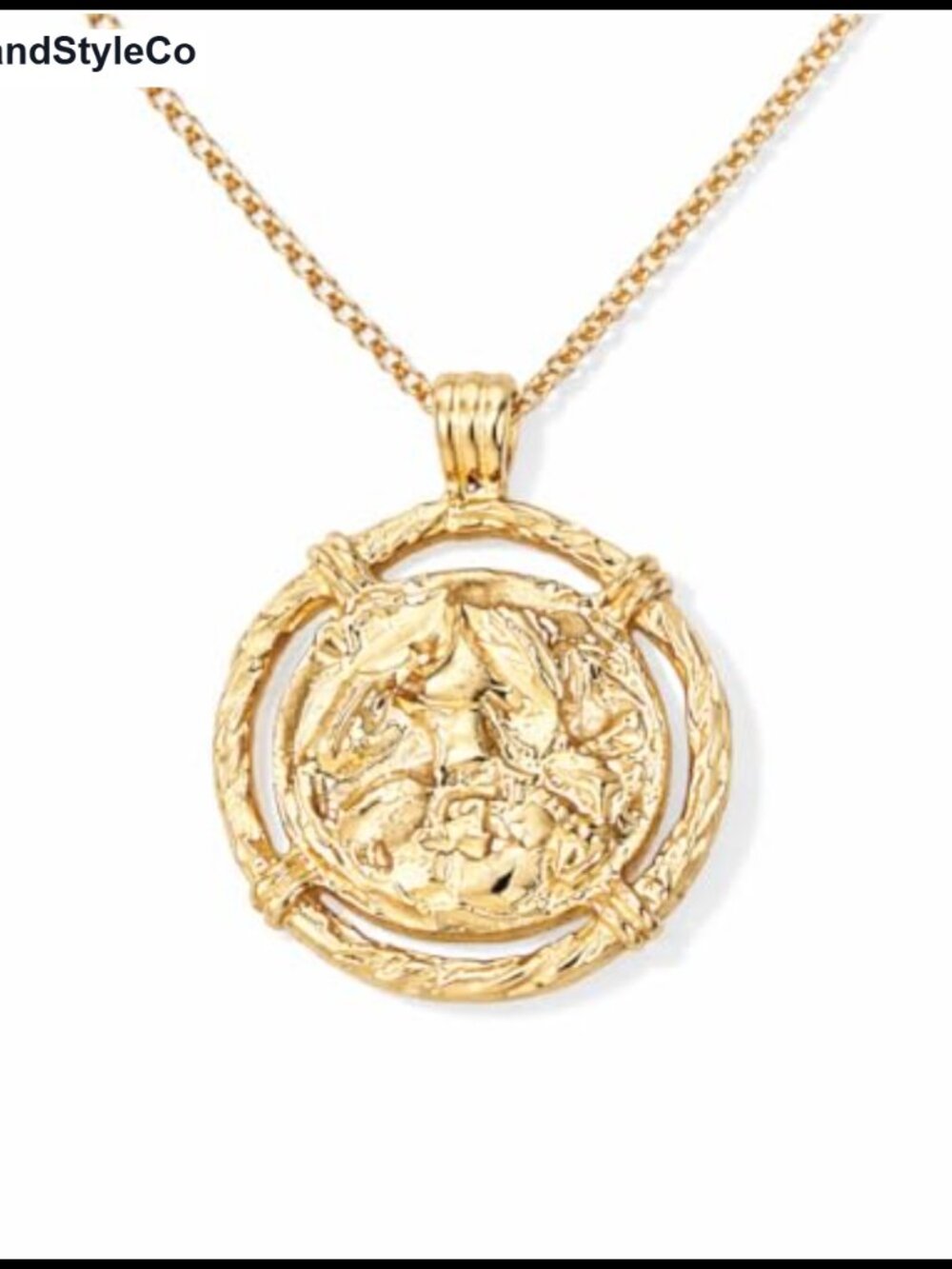 18K Gold Dipped Vintage Coin Pendant Necklace, 16-Inch Dainty Gold Chain for